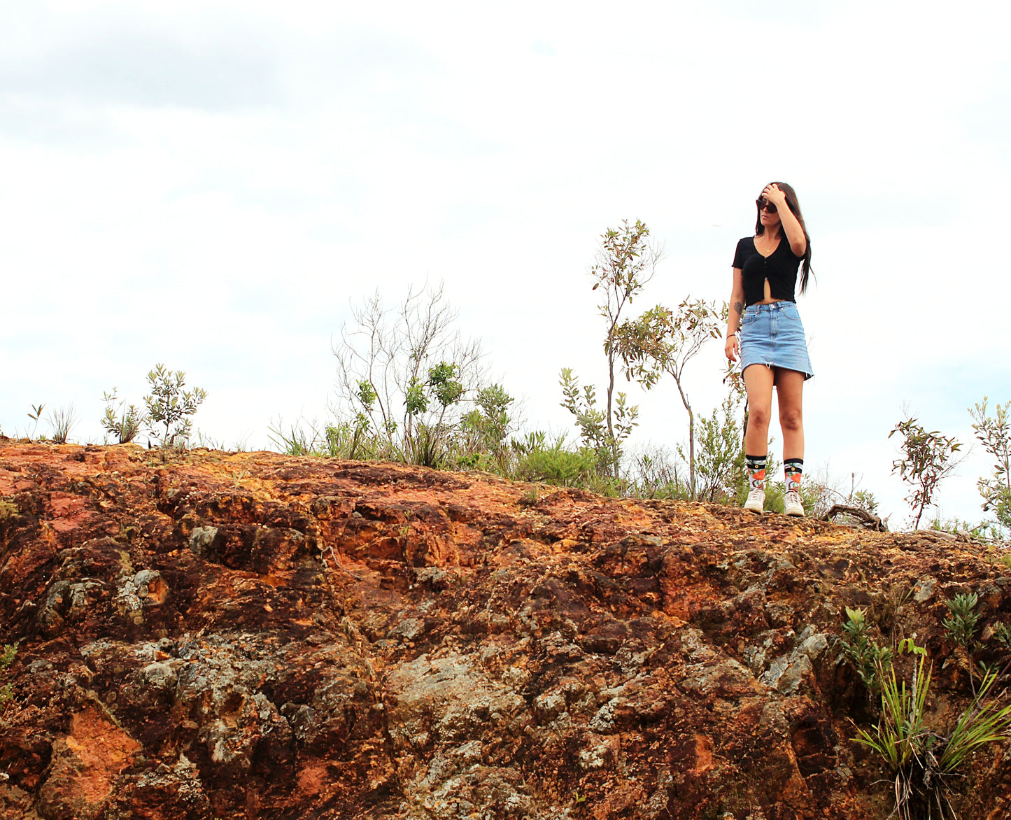 Banksia socks female model on red rock byron Bay best socks Australia Mennie