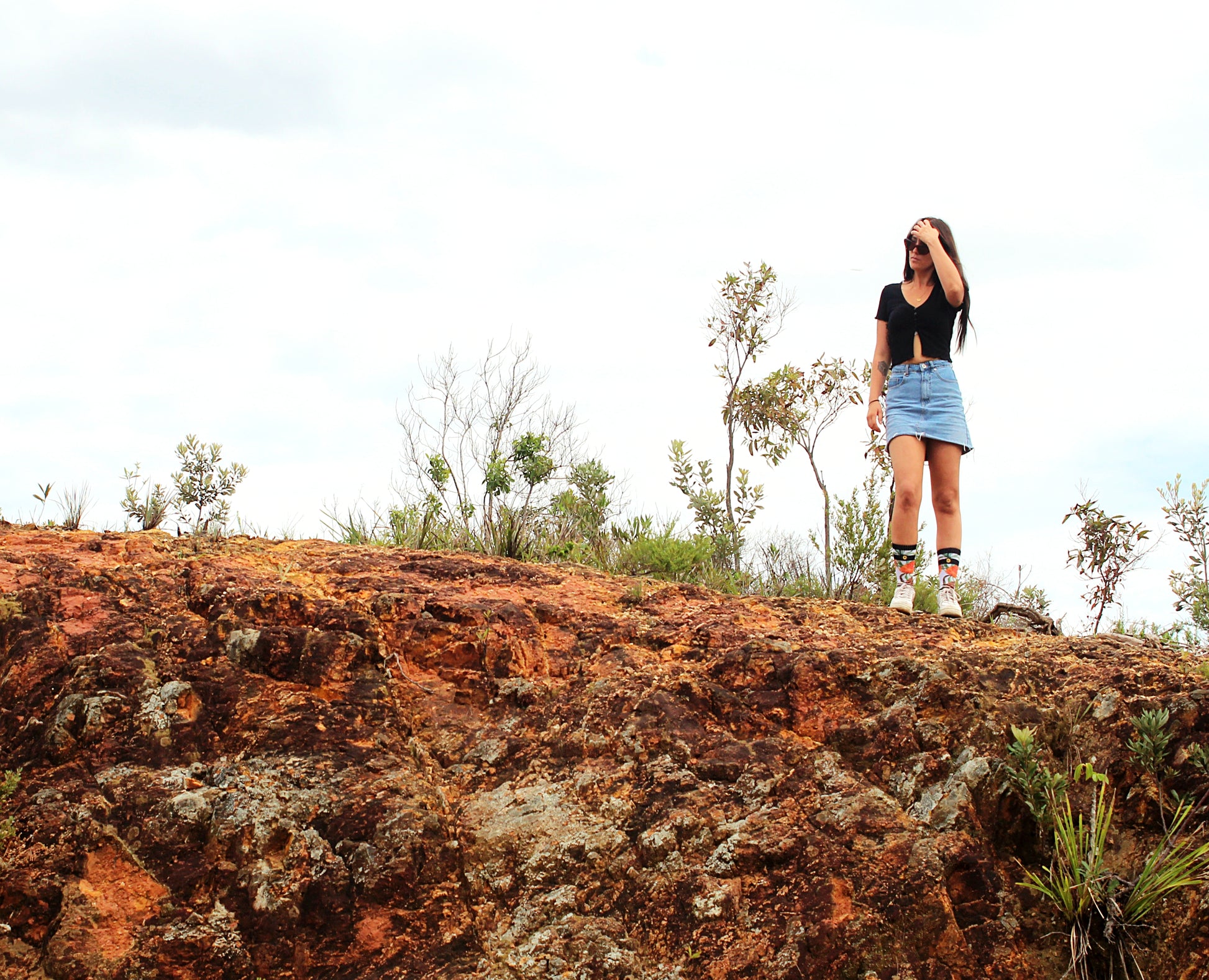 Banksia socks female model on red rock byron Bay best socks Australia Mennie